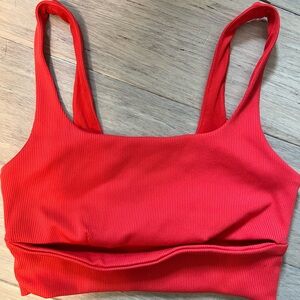 Red/Pink ALO Ribbed Slit Sports Bra